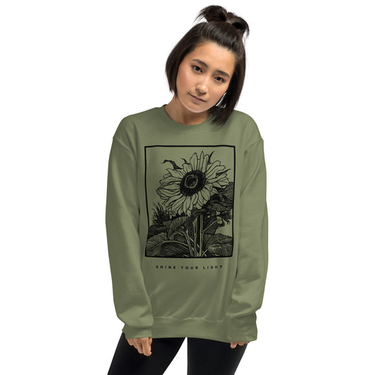 Shine Your Light Sunflower Crewneck (Green)