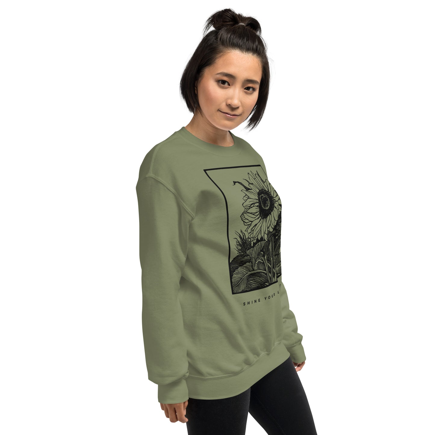 Shine Your Light Sunflower Crewneck (Green)